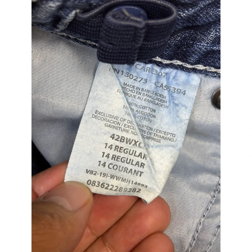 Wrangler 20X Boys Blue Jeans Regular Fit Straight Leg Adjustable Waist Size 14